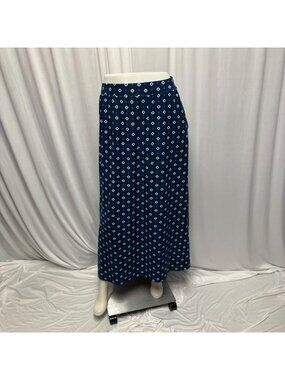 Terra Sky Maxi Skirt Womens Size 3X Blue White Diamond Stretch Pull On Pockets